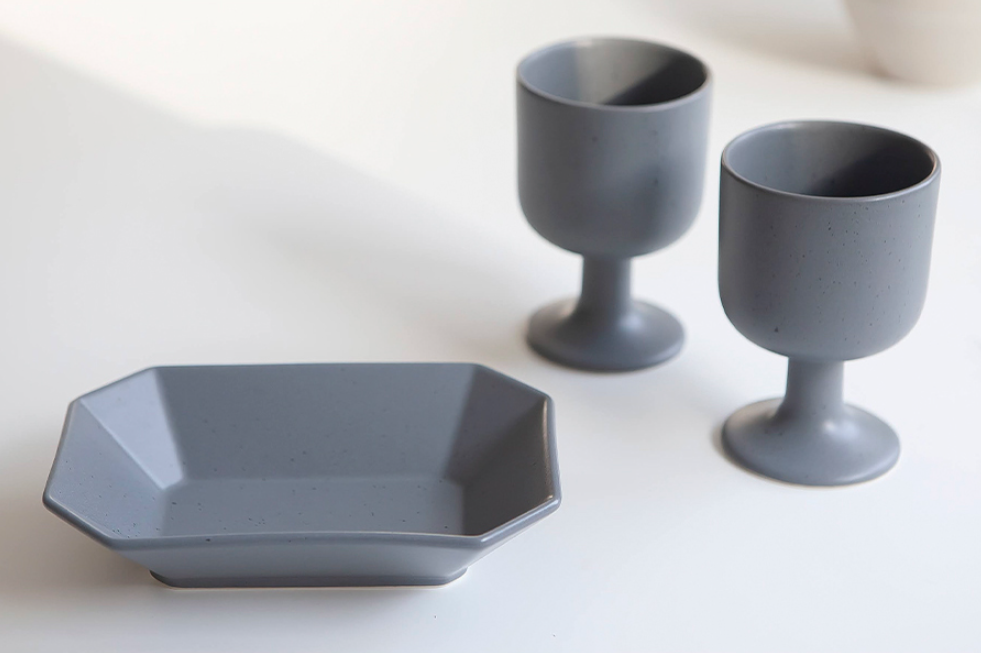 [Handmade Korean Ceramics] 3-Piece Wine Glass + Bowl Set