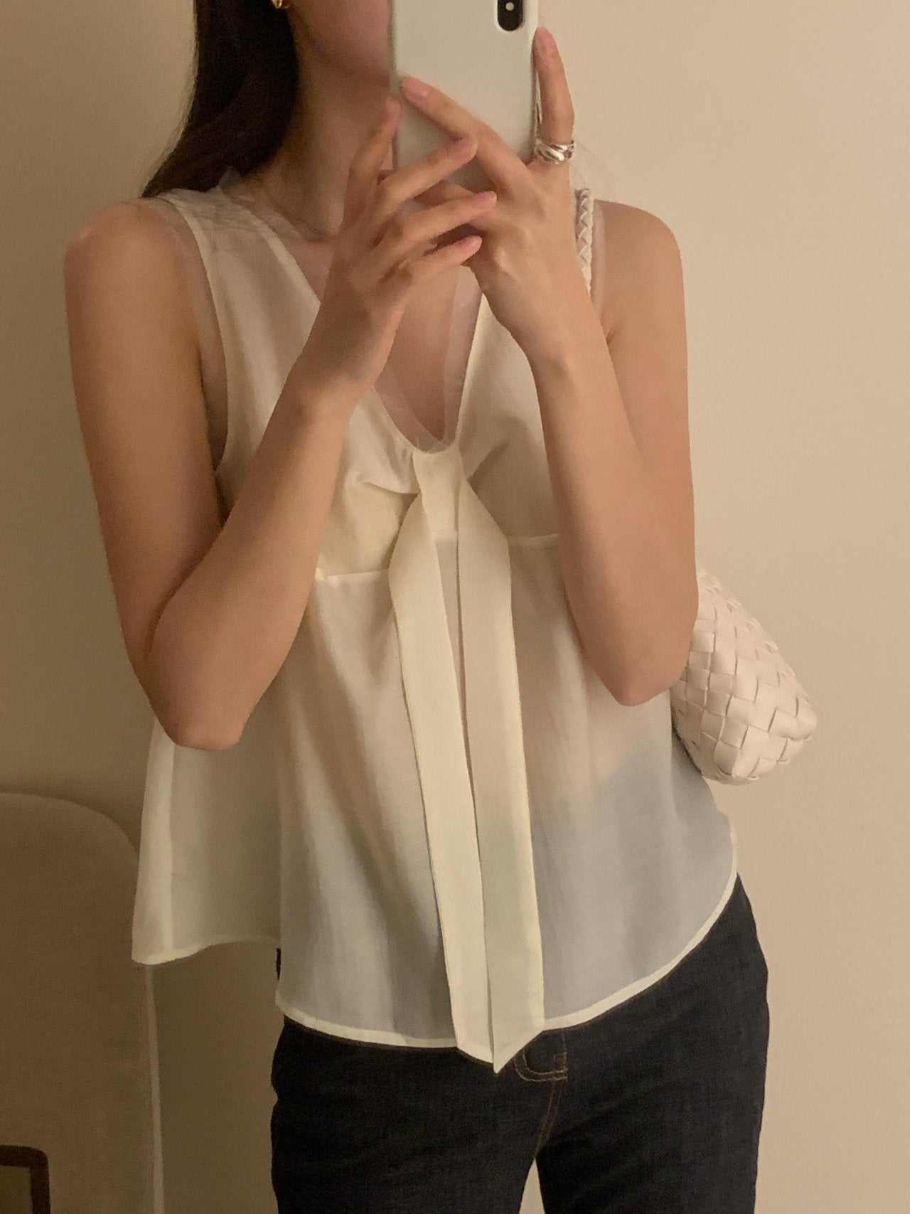 Pure Mood See-through V-Blouse
