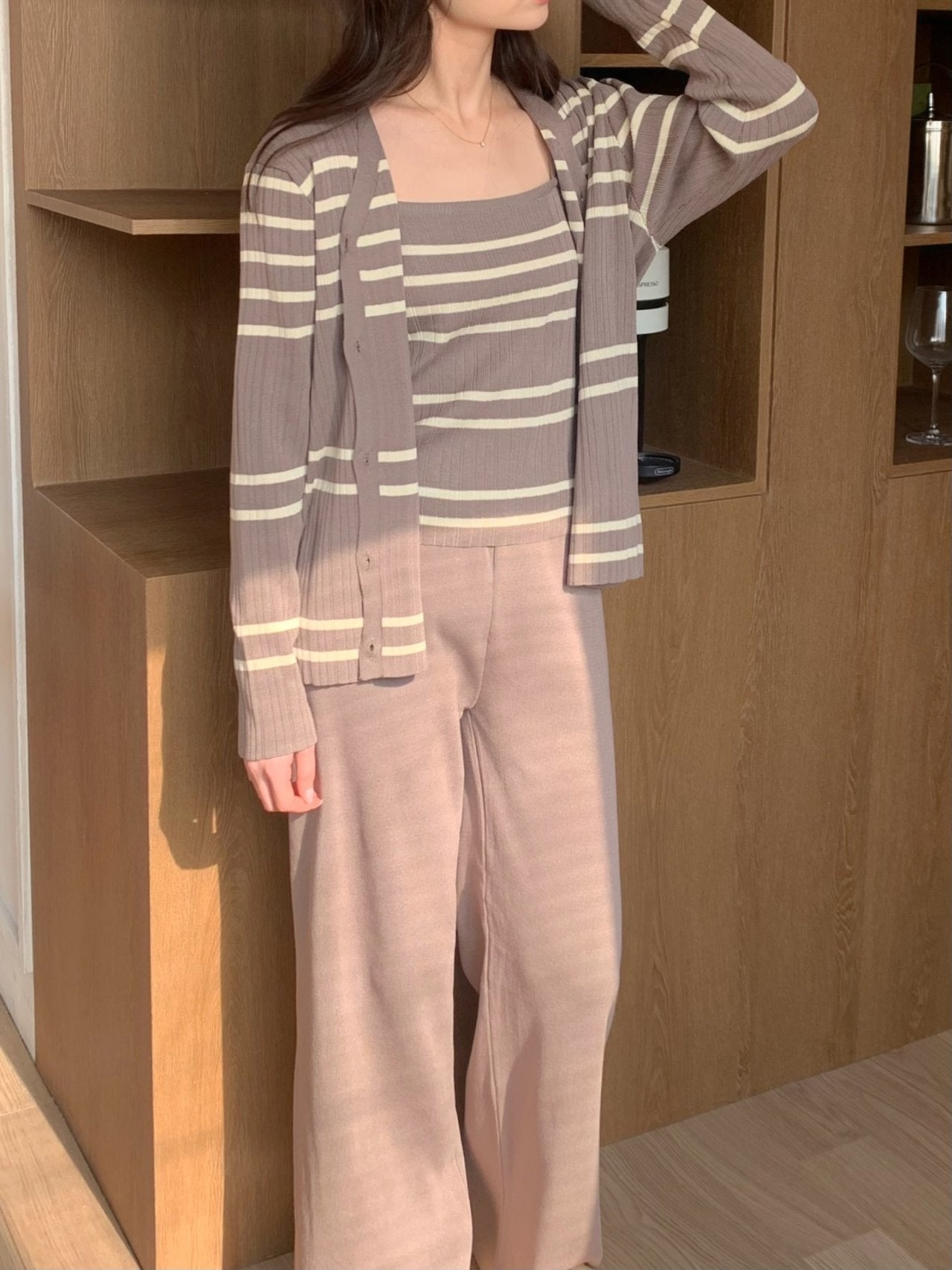 Elegant Stripe Knit 3-Piece Set