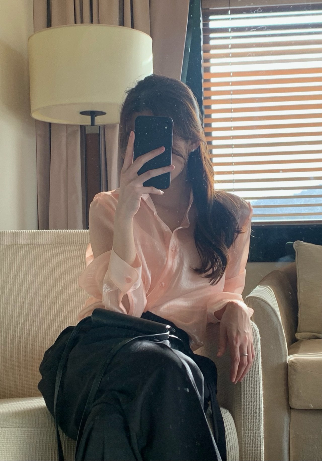 Luxury Organza Sheer Blouse – Sky Blue · White · Peach Pink