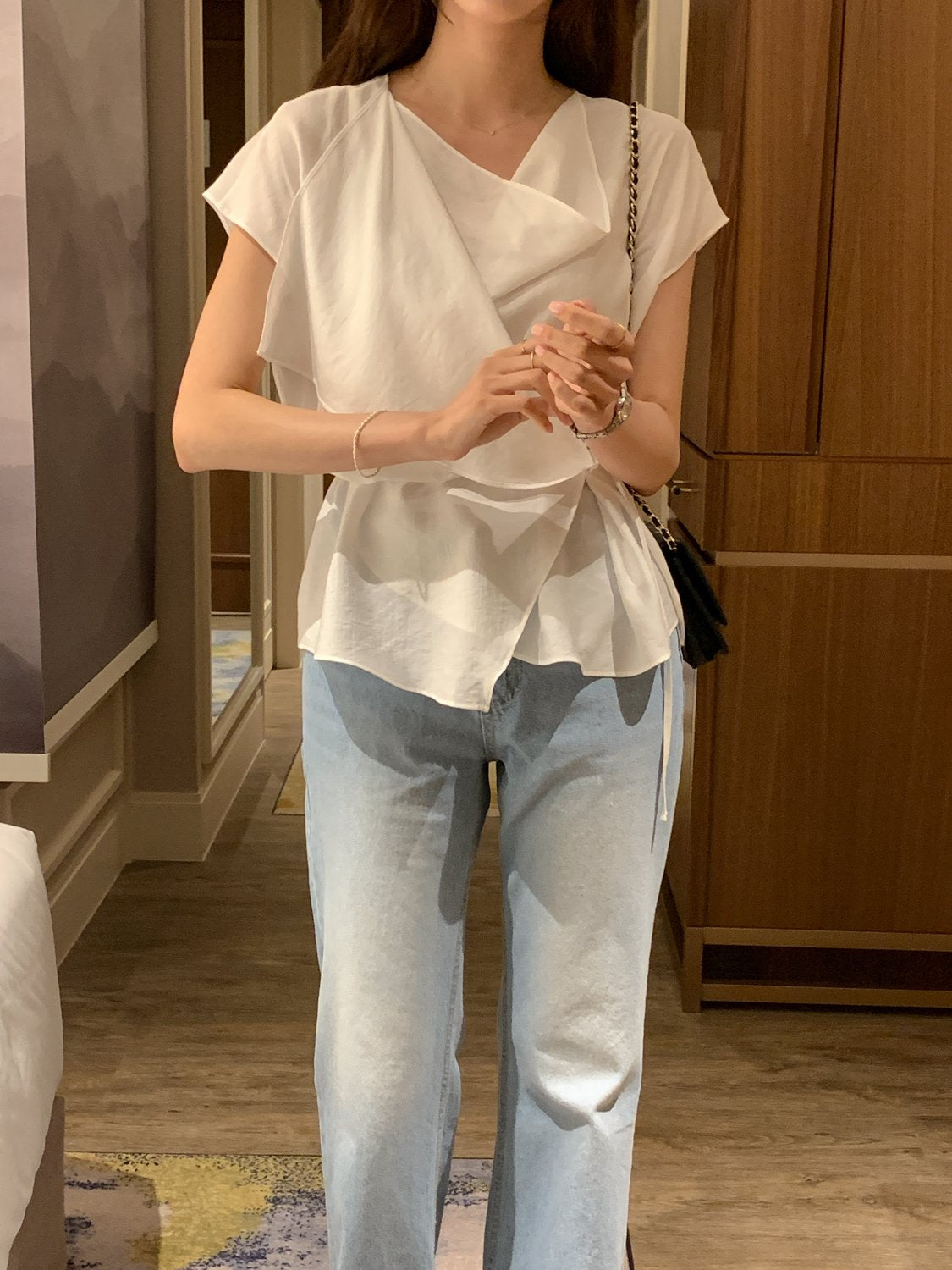 Draped Side-Button Blouse