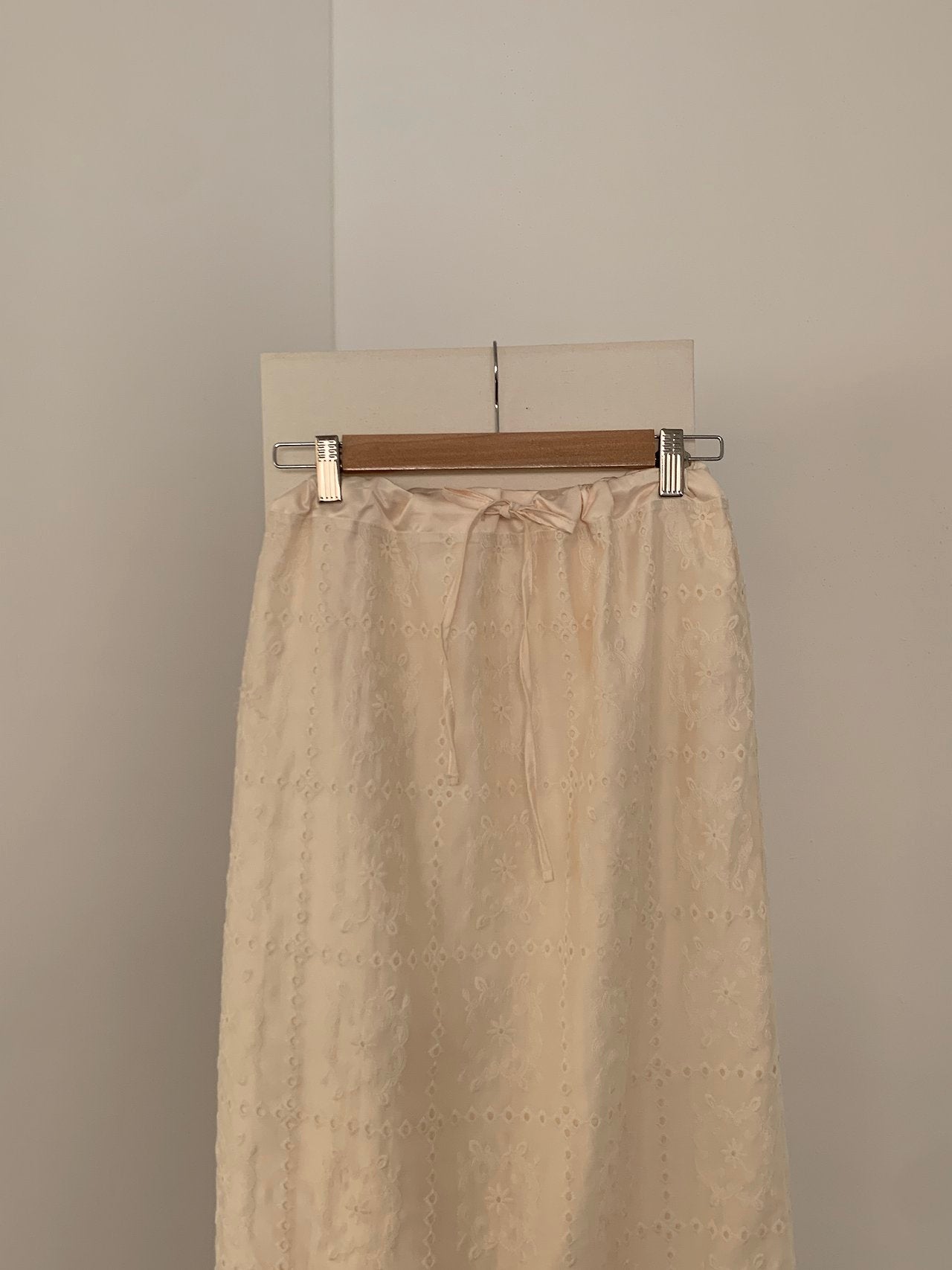 Square Lace Double-Layered Long Skirt
