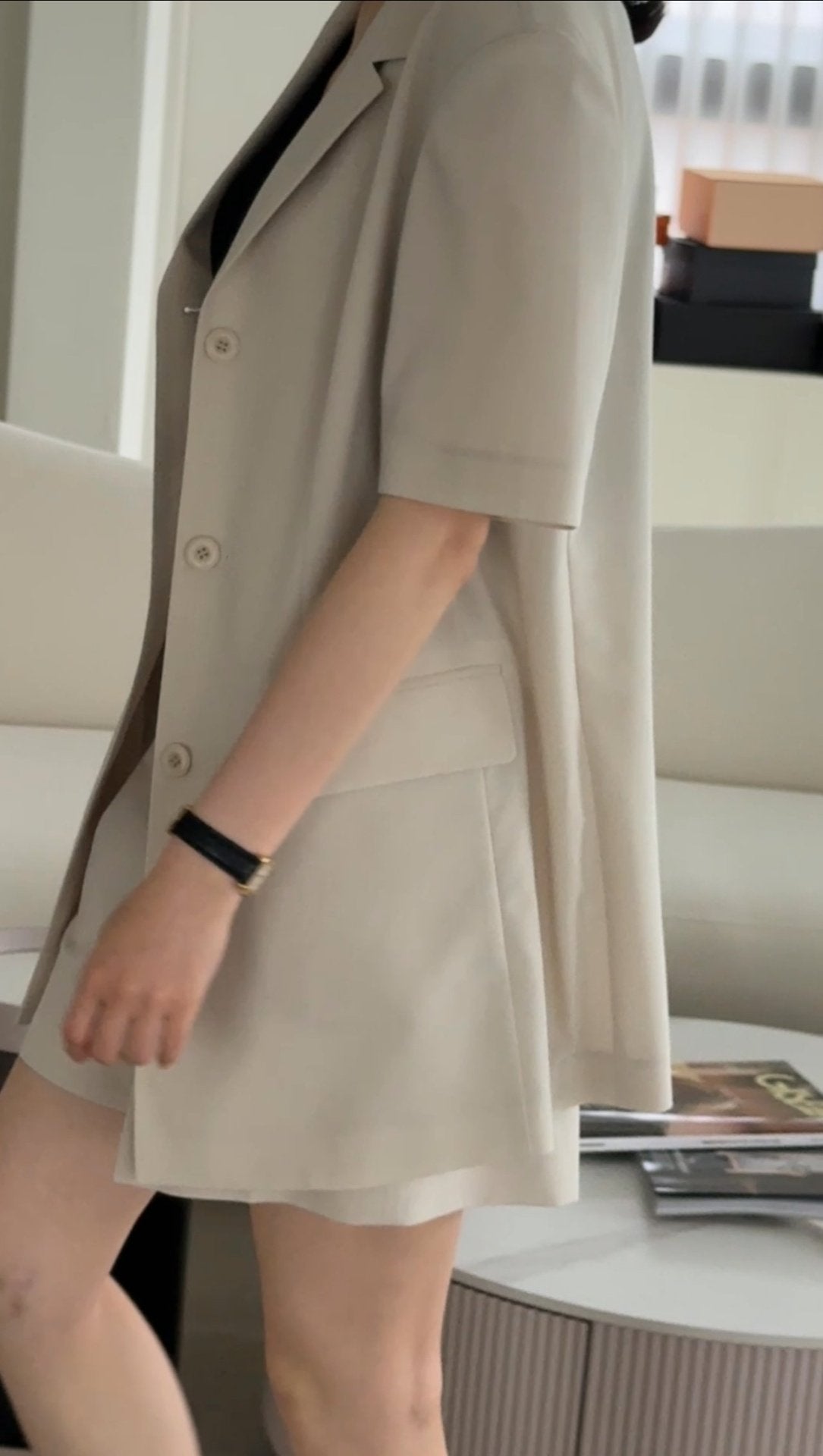 Summer Wool Tailored Suit Set - Light Beige