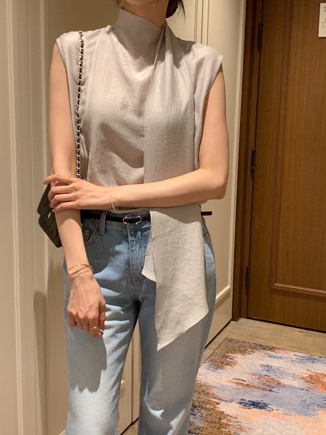 [Best Seller] Scarf Detail Sleeveless Blouse