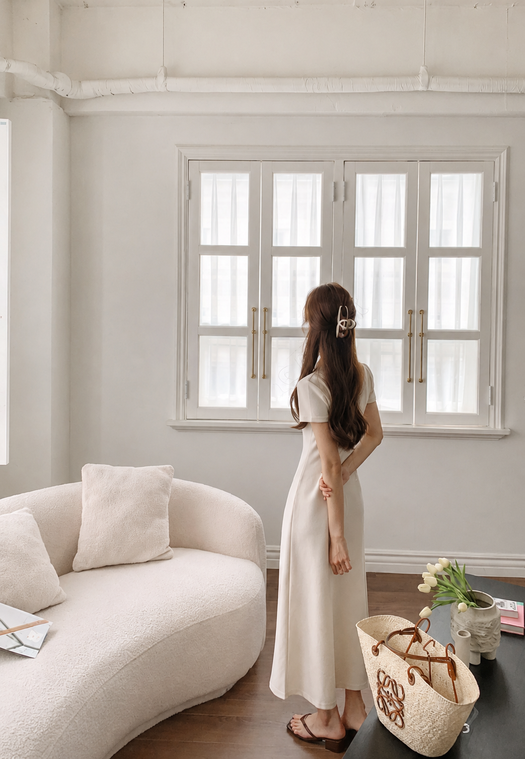 Polo Collar A-Line Maxi Dress