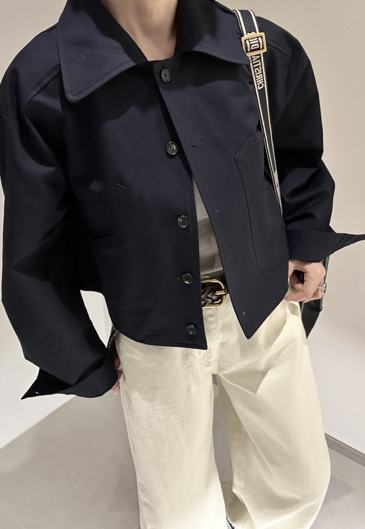 Bio-Washed Cotton Semi-Cropped Jacket