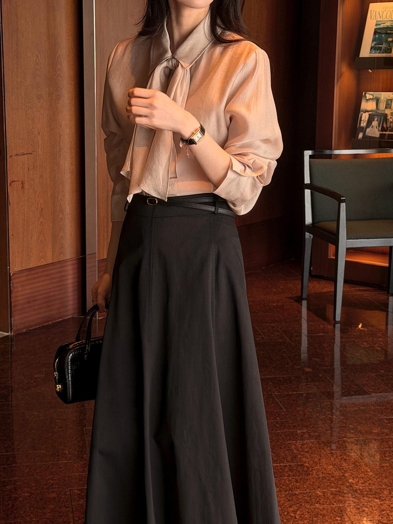 2-Way Hidden-Placket Tencel Blouse