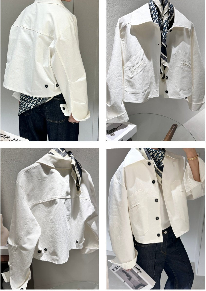 Bio-Washed Cotton Semi-Cropped Jacket