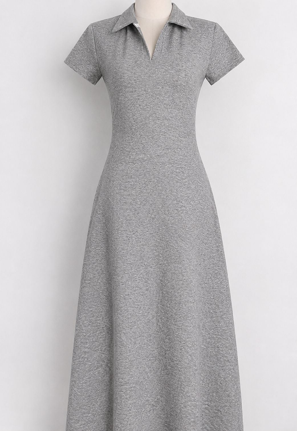 Polo Collar A-Line Maxi Dress
