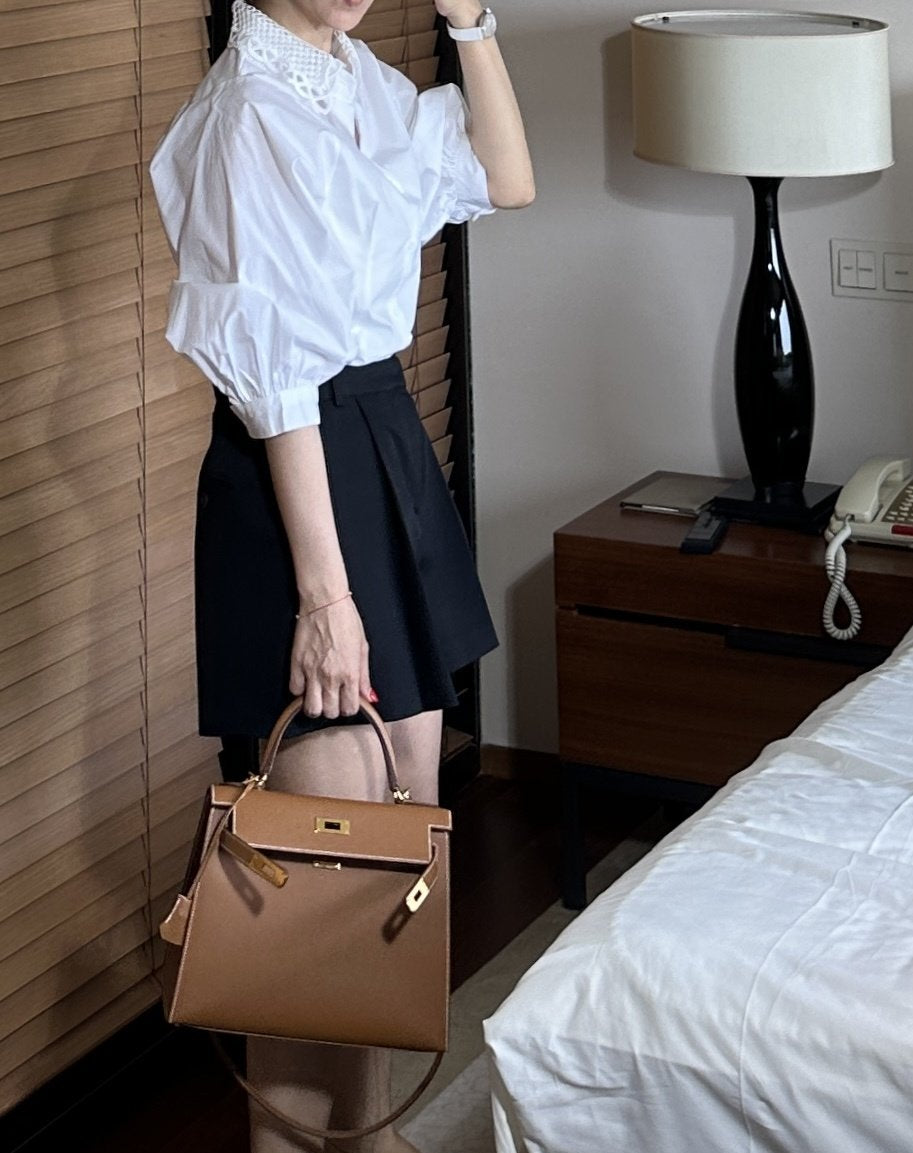 Lace Collar Volume Puff Shirt