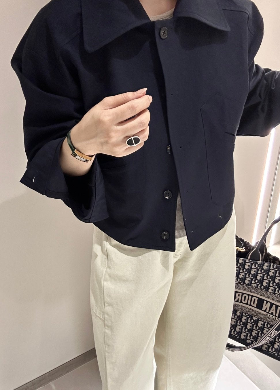 Bio-Washed Cotton Semi-Cropped Jacket