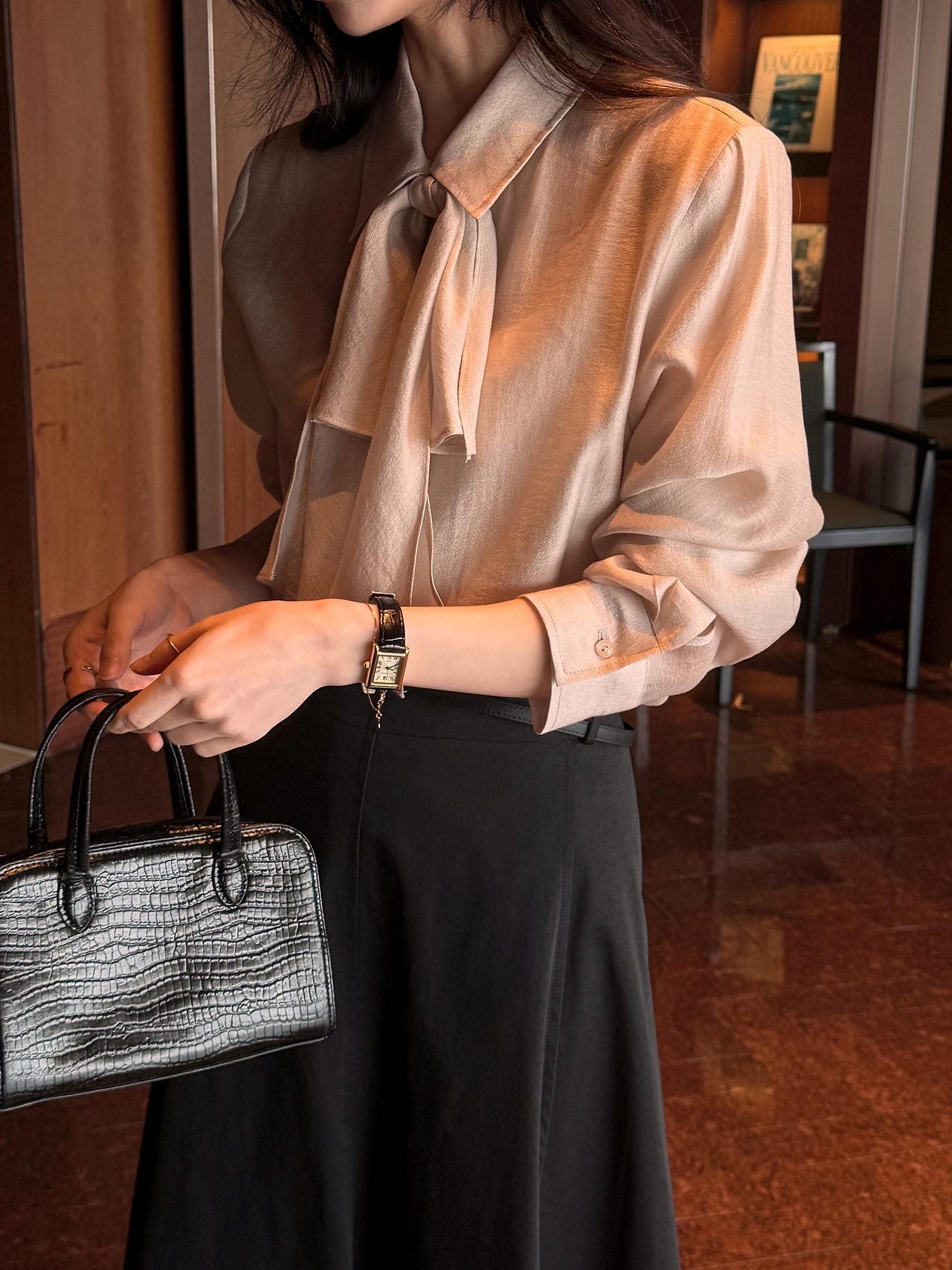 2-Way Hidden-Placket Tencel Blouse