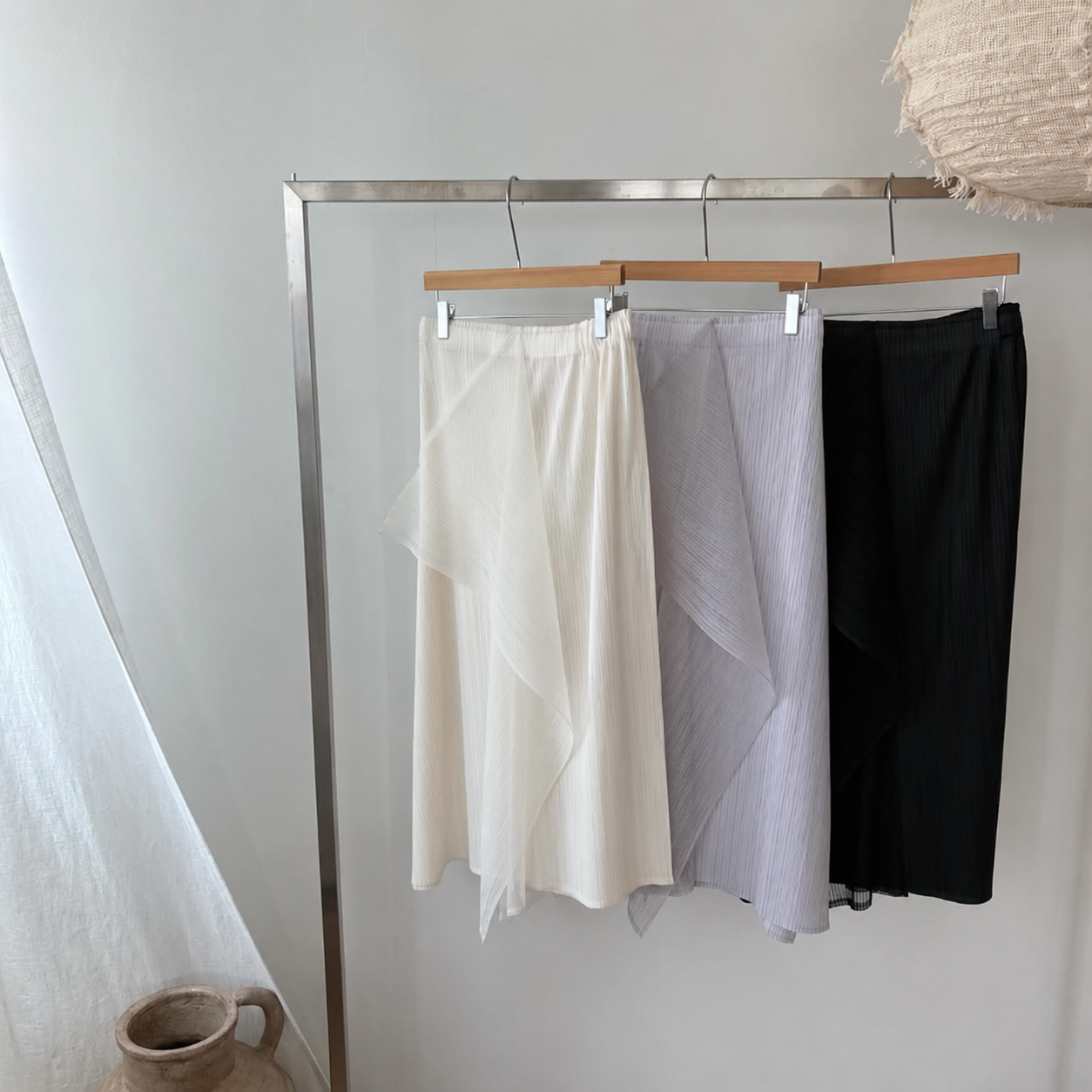 Sheer Wrap Pleated Skirt