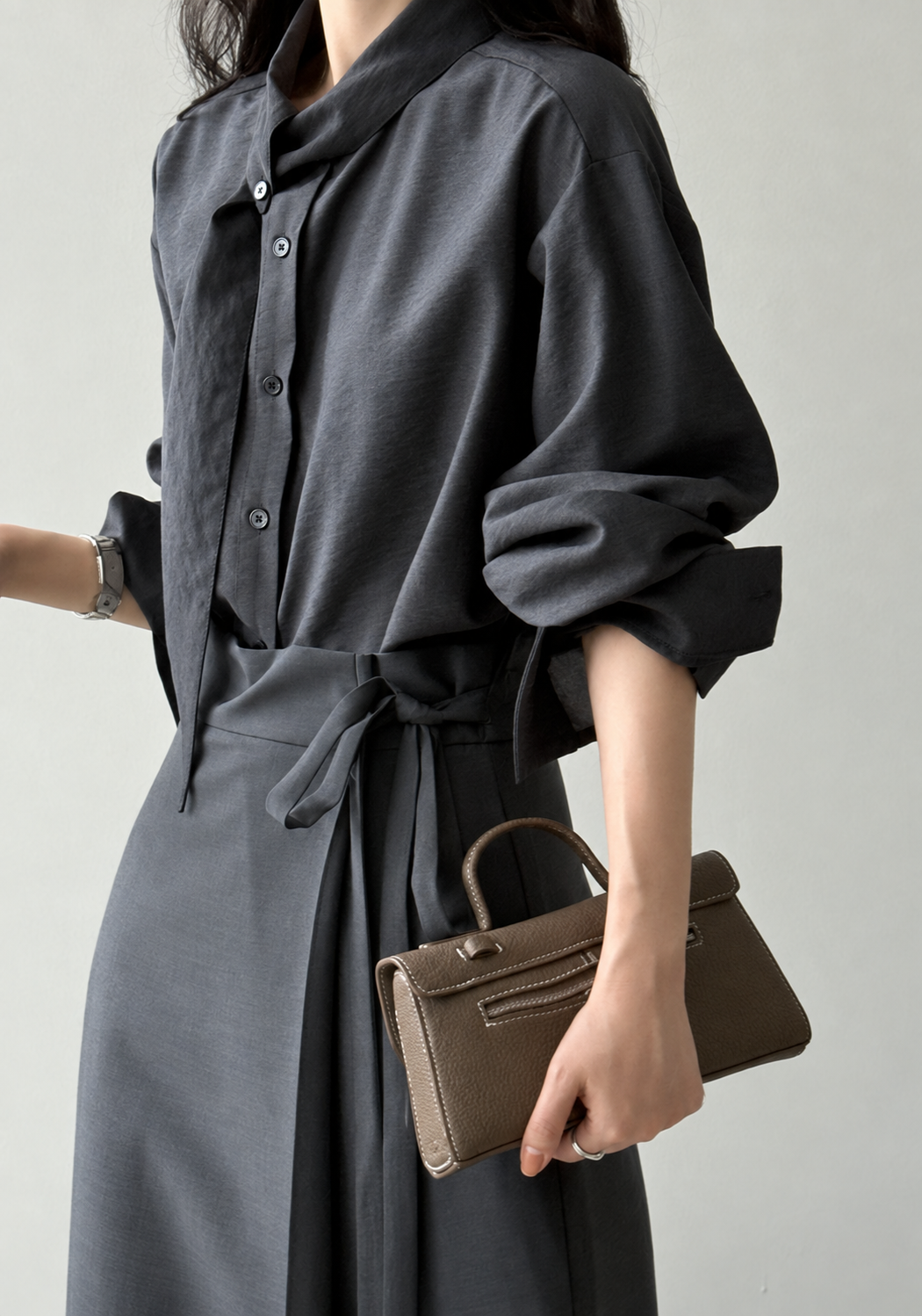 Serein Scarf Neck Long Sleeve Shirt