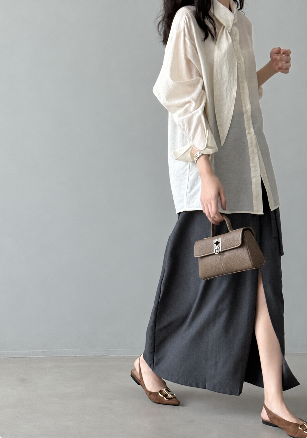 Serein Scarf Neck Long Sleeve Shirt