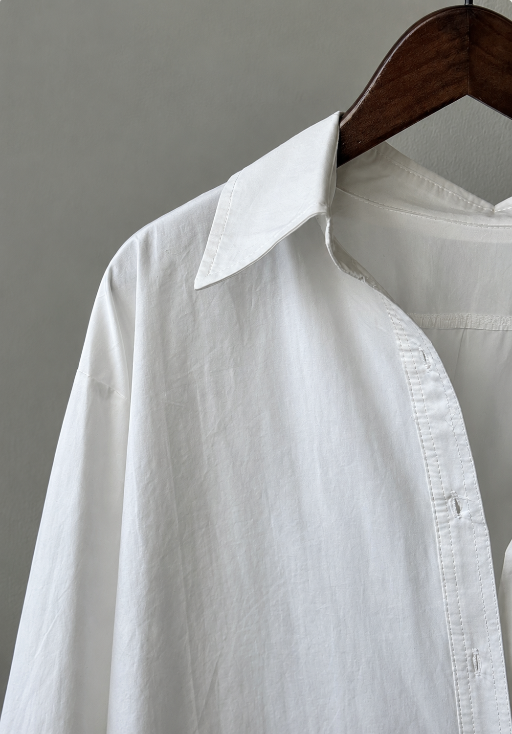 Asymmetric Side Open Cotton Shirt