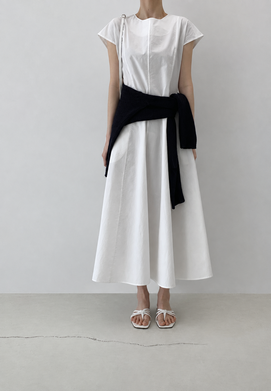Washed Cotton Belted Long Dress