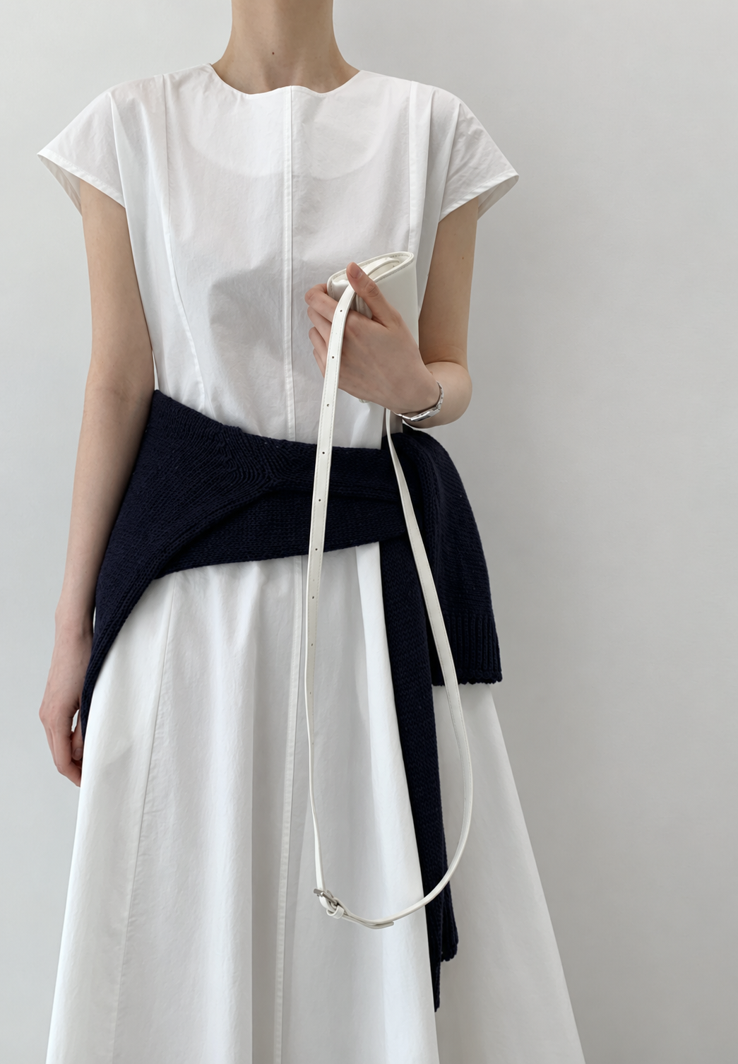 Washed Cotton Belted Long Dress