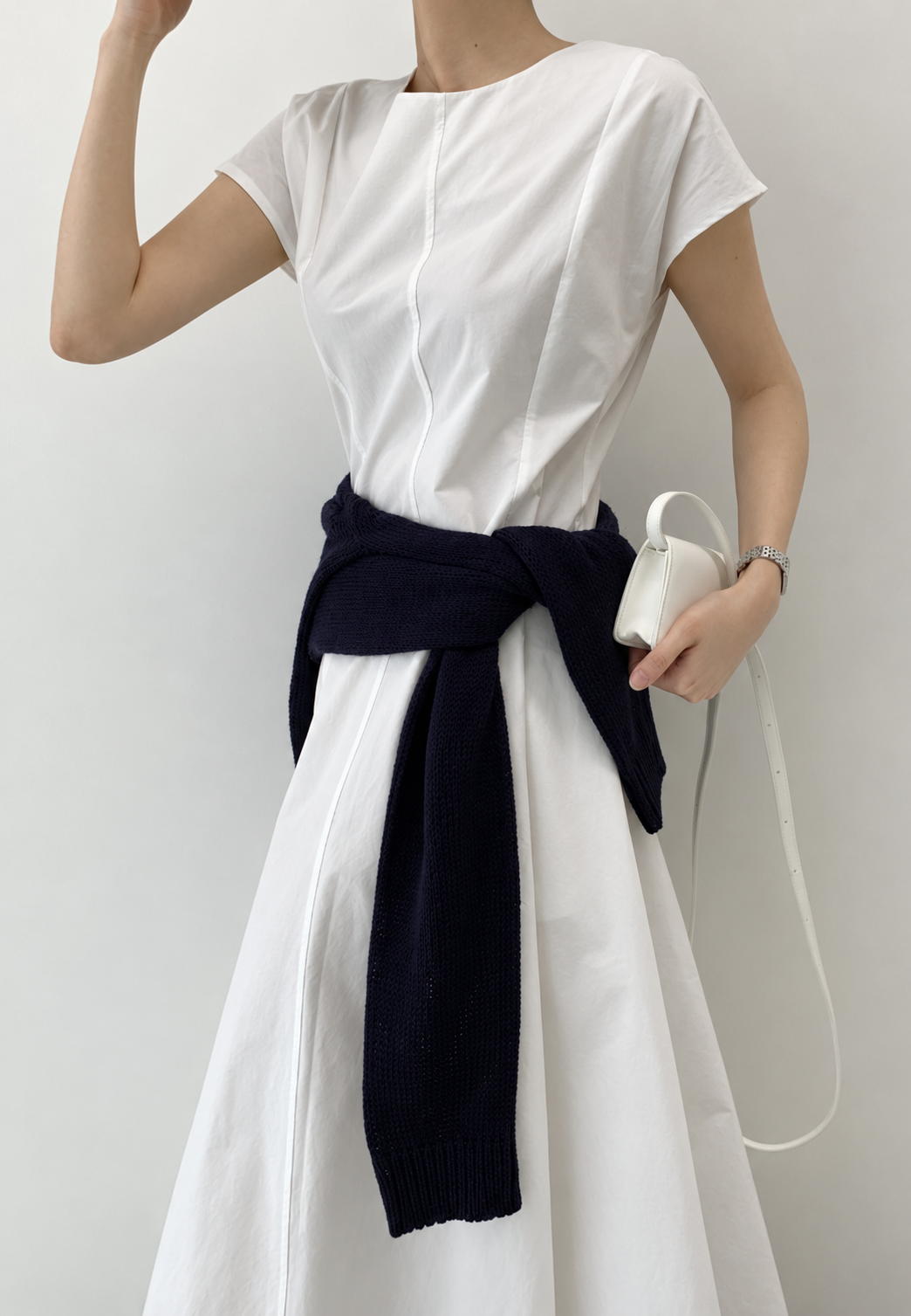 Washed Cotton Belted Long Dress