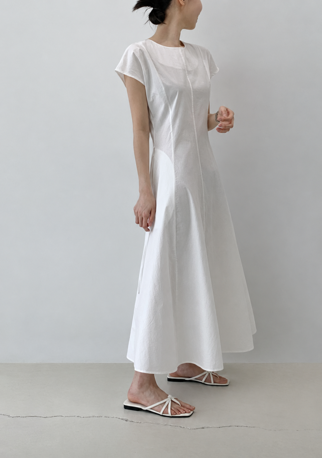 Washed Cotton Belted Long Dress