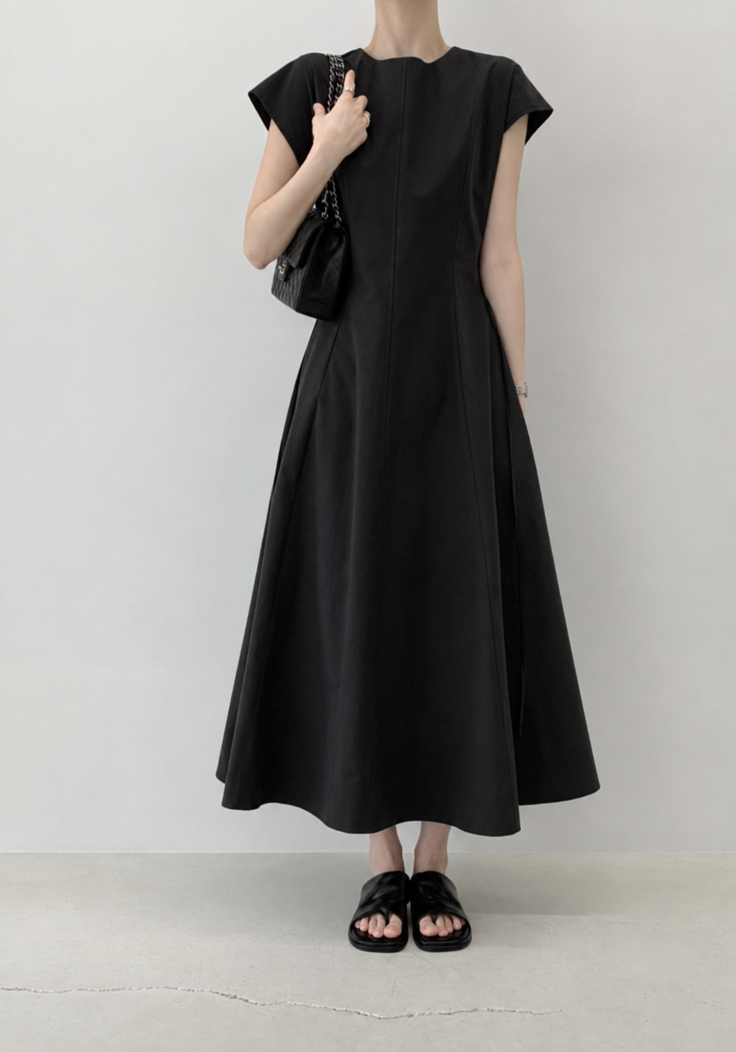 Washed Cotton Belted Long Dress