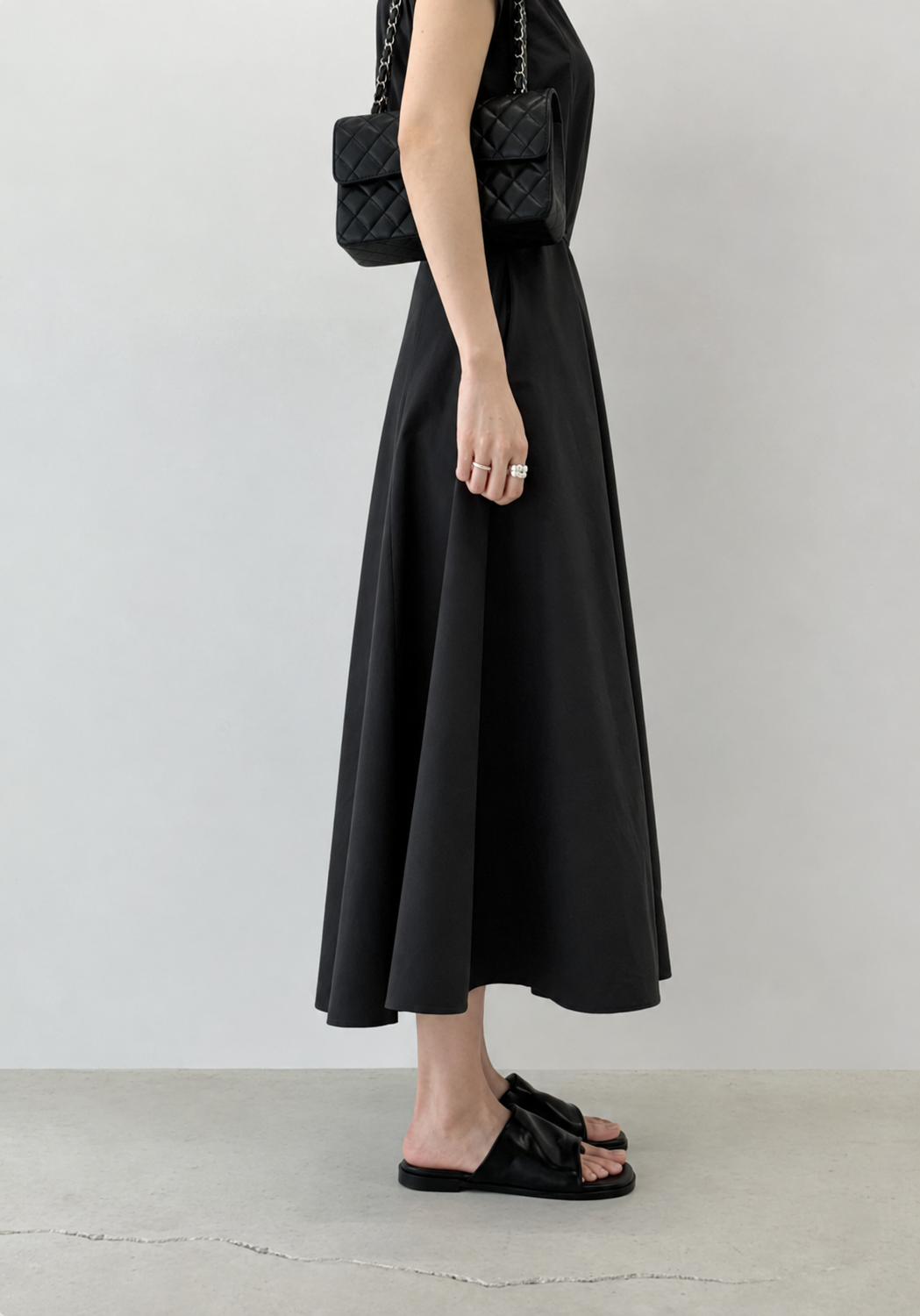 Washed Cotton Belted Long Dress