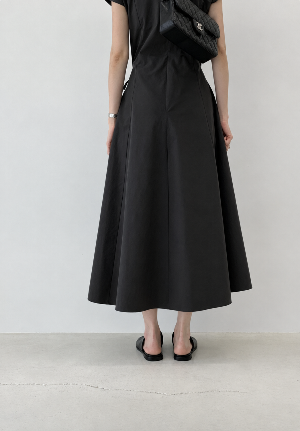 Washed Cotton Belted Long Dress
