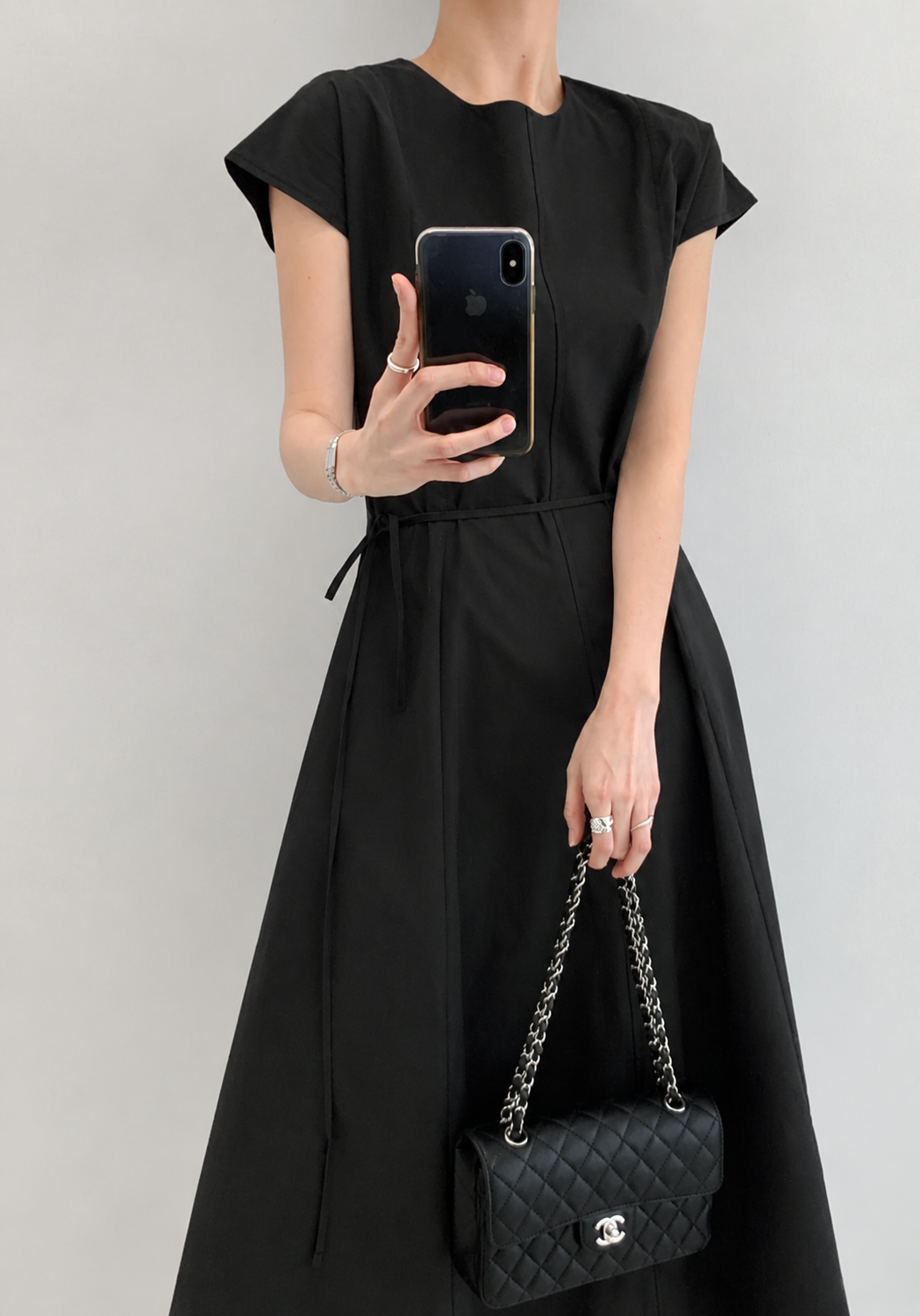 Washed Cotton Belted Long Dress