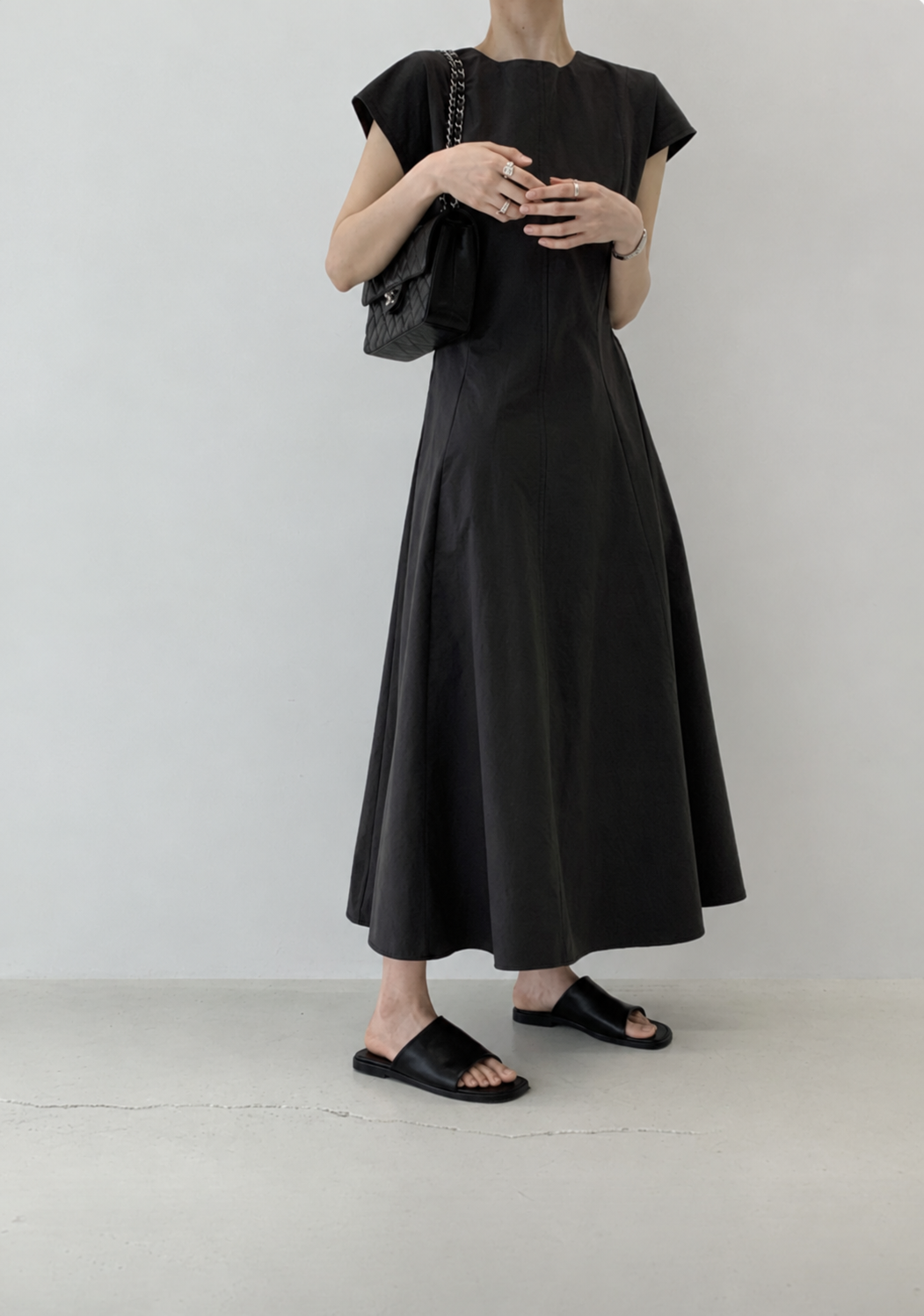 Washed Cotton Belted Long Dress