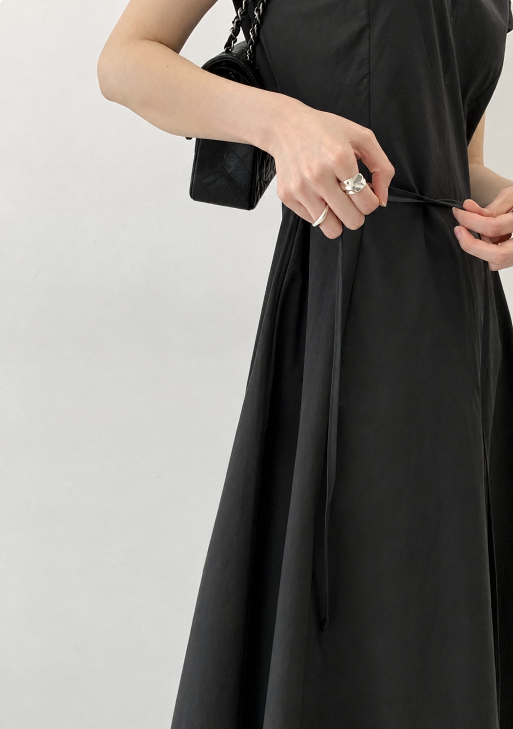 Washed Cotton Belted Long Dress