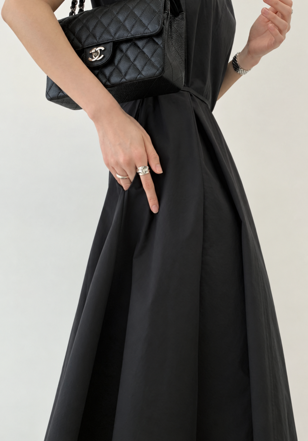 Washed Cotton Belted Long Dress