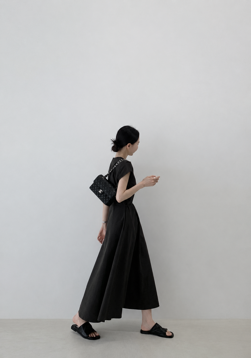 Washed Cotton Belted Long Dress