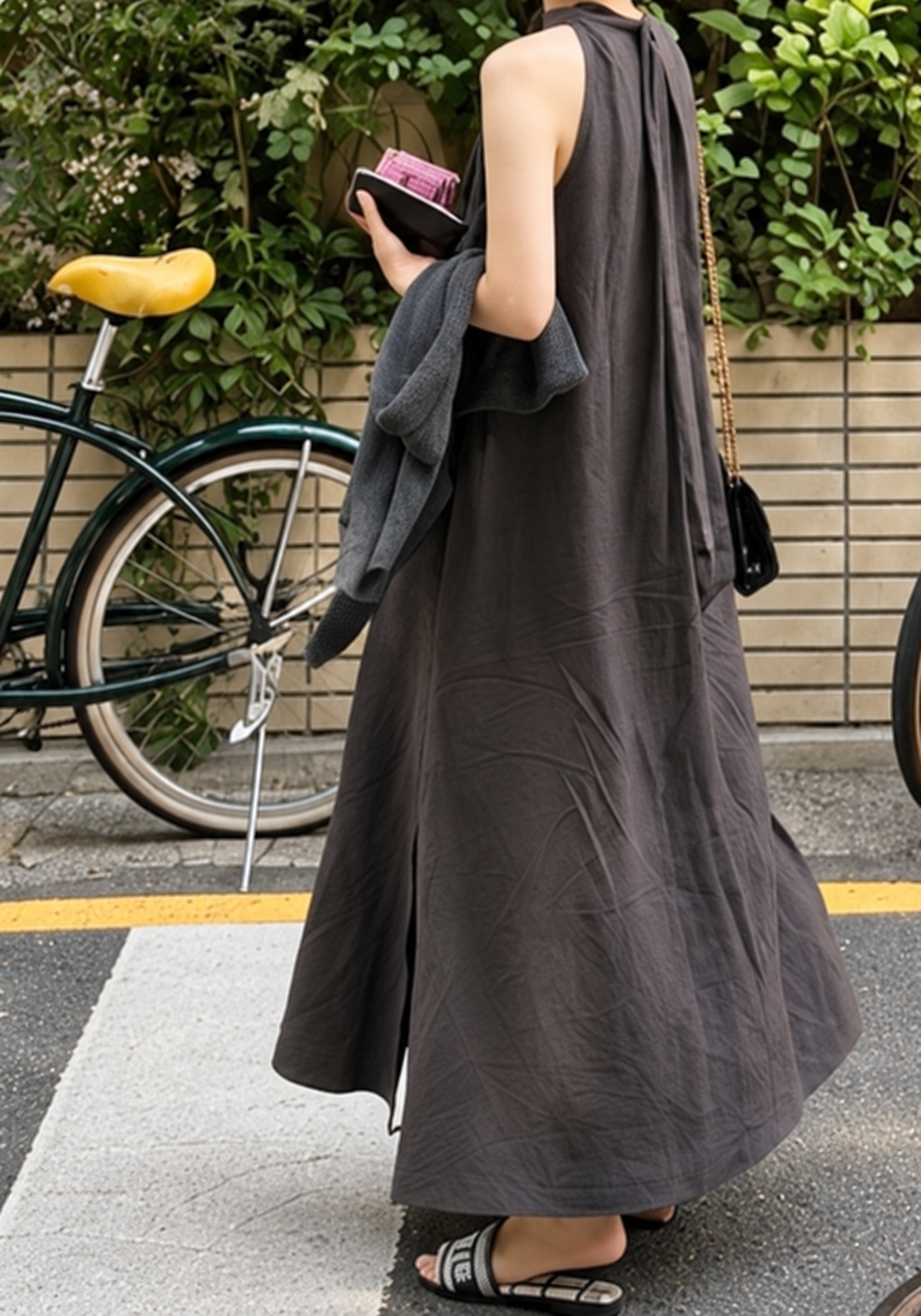 Linen Halter Slit Maxi Dress
