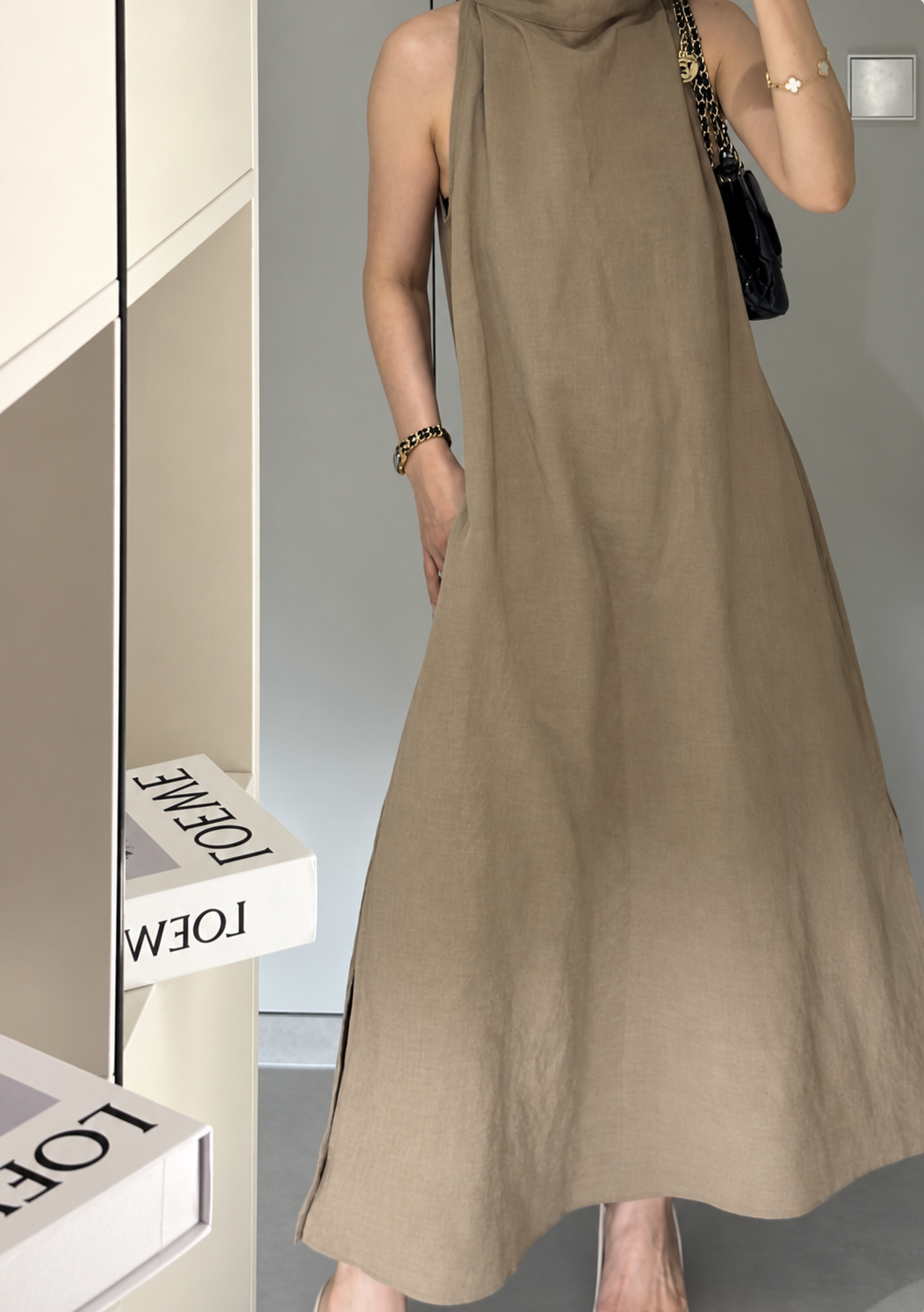 Linen Halter Slit Maxi Dress