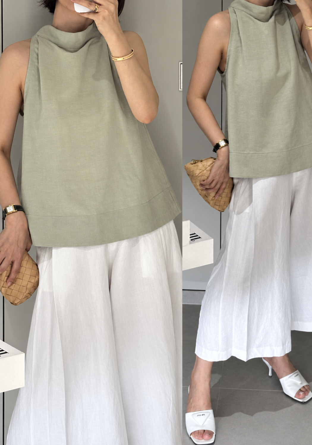 Linen Halter Tie Blouse