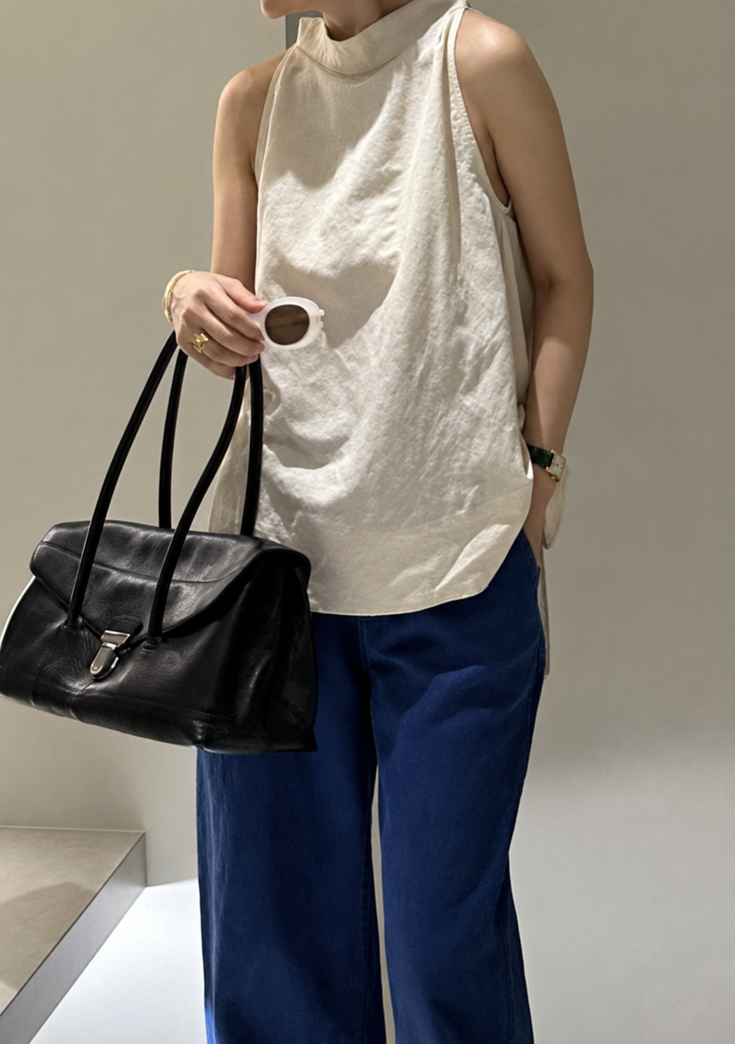 Linen Halter Tie Blouse