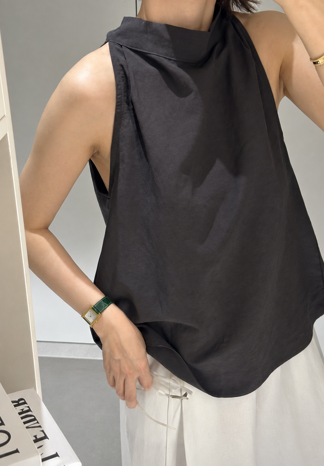 Linen Halter Tie Blouse