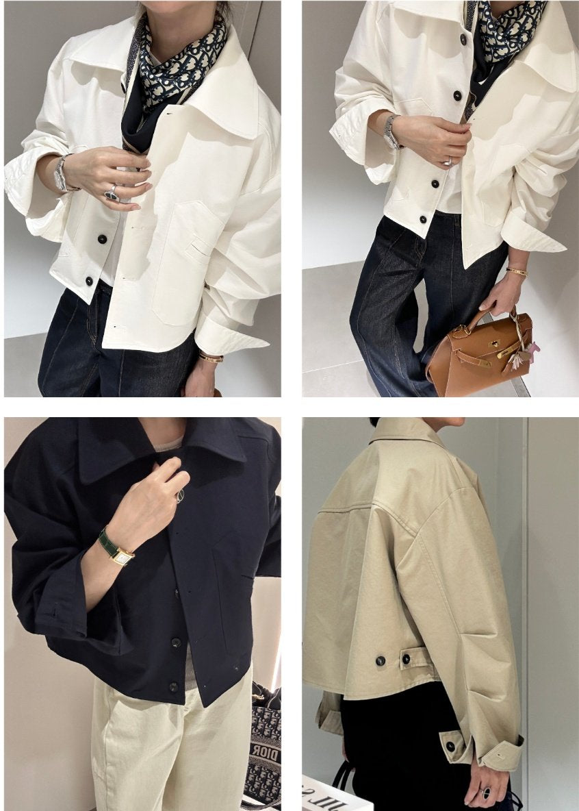 Bio-Washed Cotton Semi-Cropped Jacket