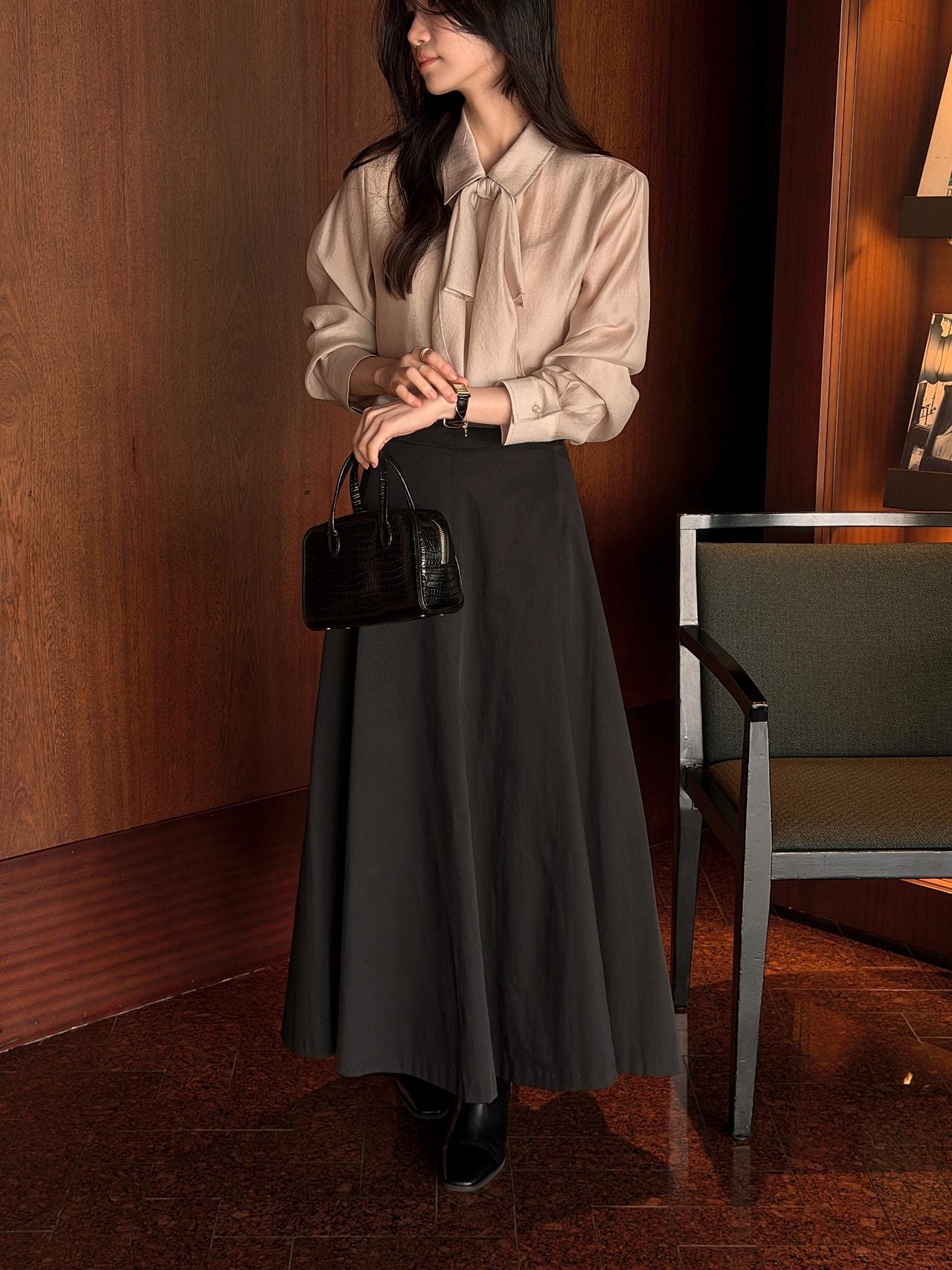 2-Way Hidden-Placket Tencel Blouse