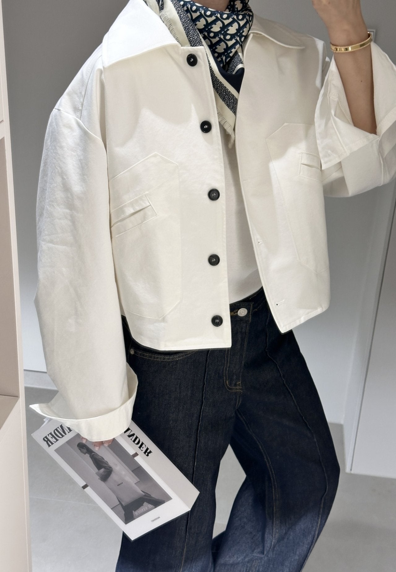 Bio-Washed Cotton Semi-Cropped Jacket