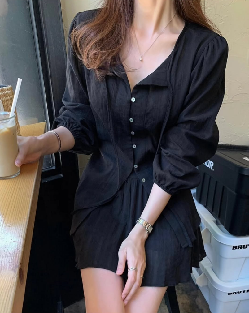 Lucent Slit Blouse & Banded Skirt Setup Set