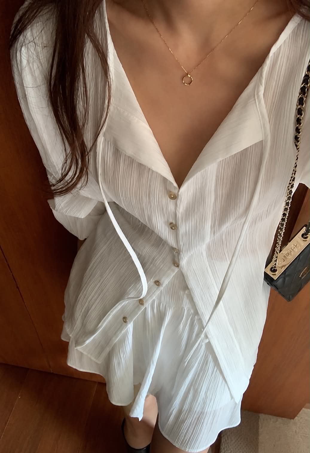 Lucent Slit Blouse & Banded Skirt Setup Set
