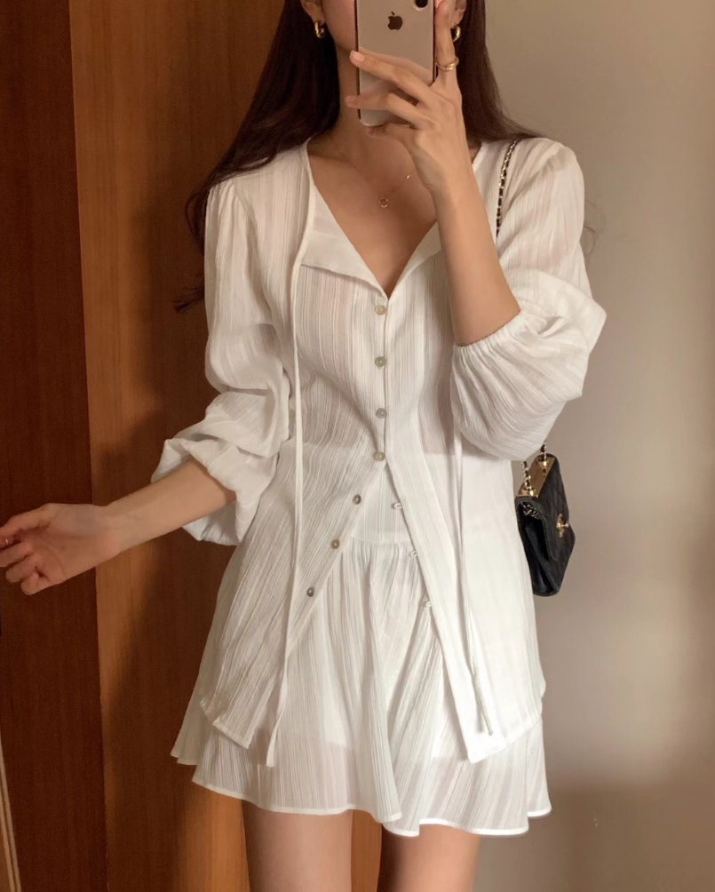 Lucent Slit Blouse & Banded Skirt Setup Set