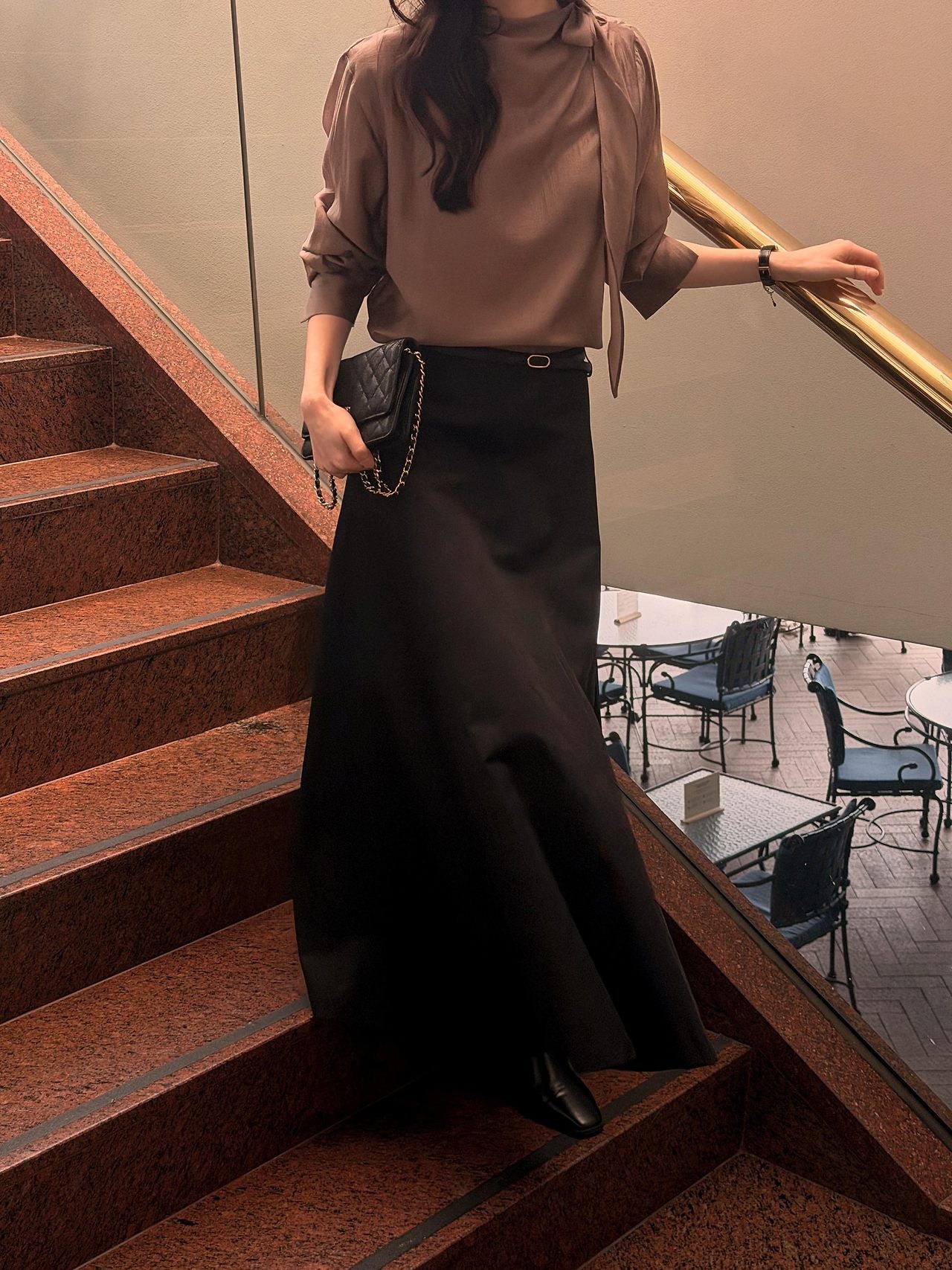 Poise Tie Mock Neck Blouse