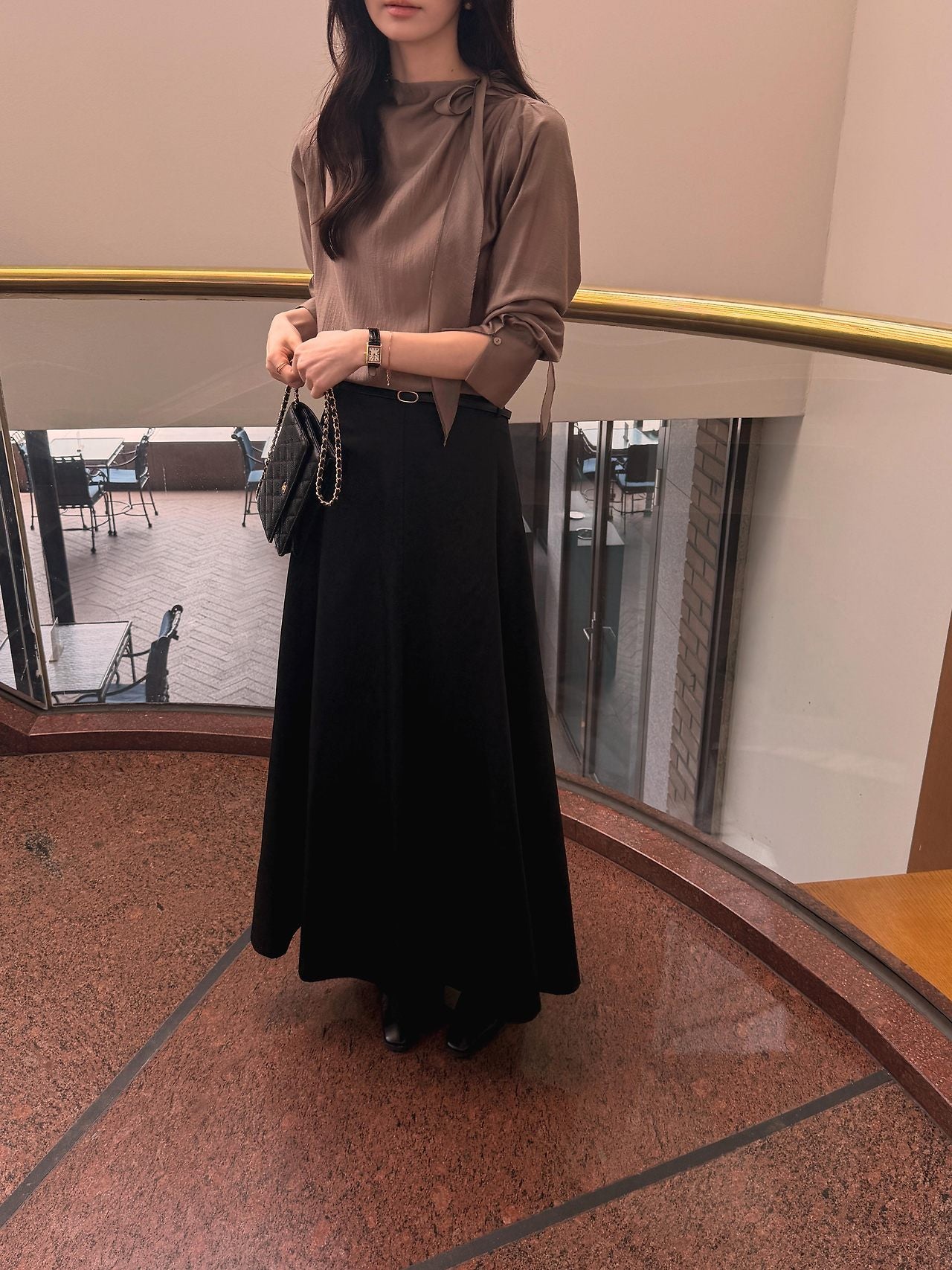 Poise Tie Mock Neck Blouse