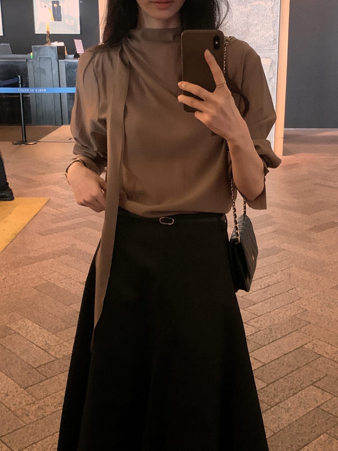 Poise Tie Mock Neck Blouse