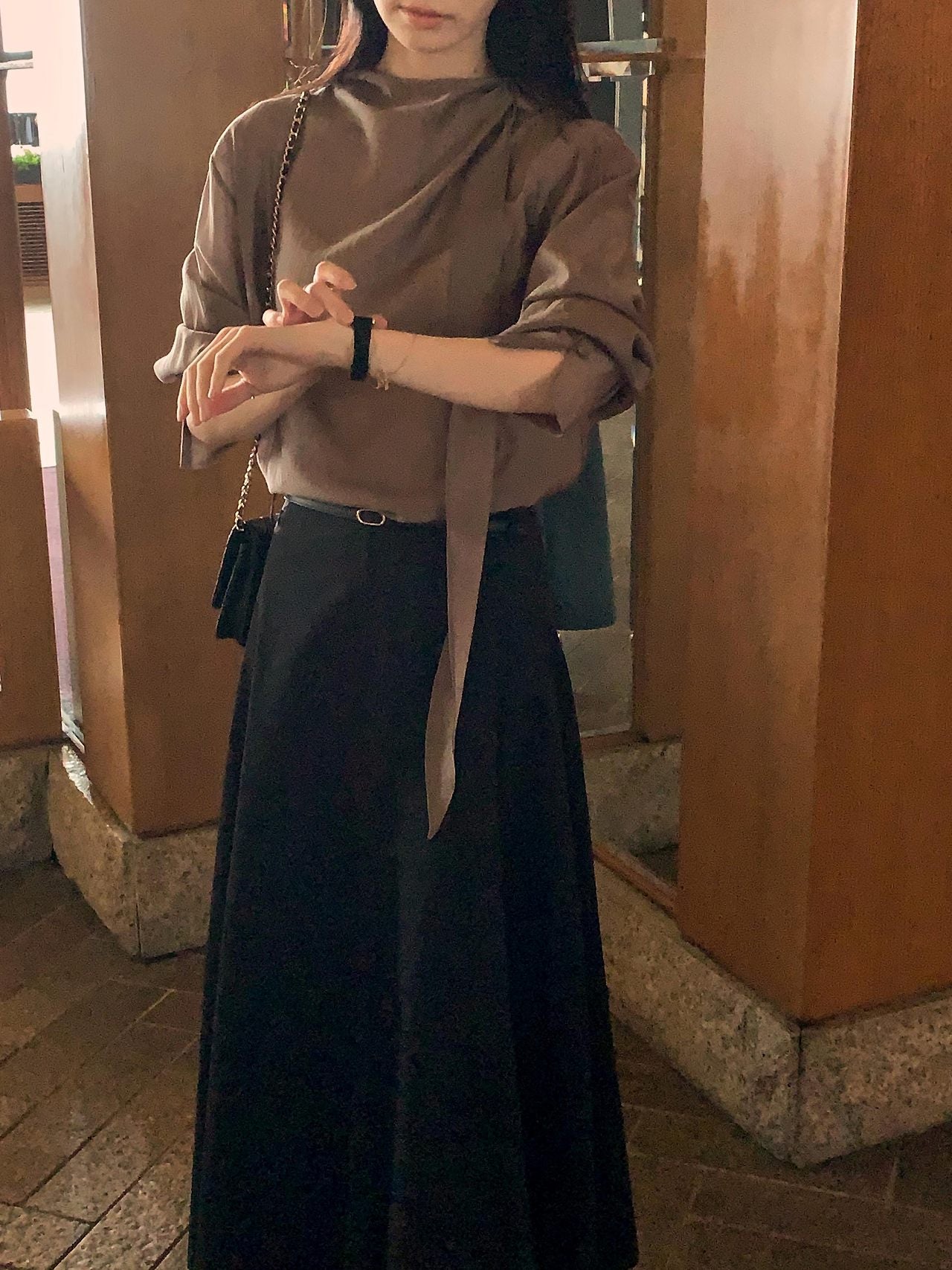 Poise Tie Mock Neck Blouse