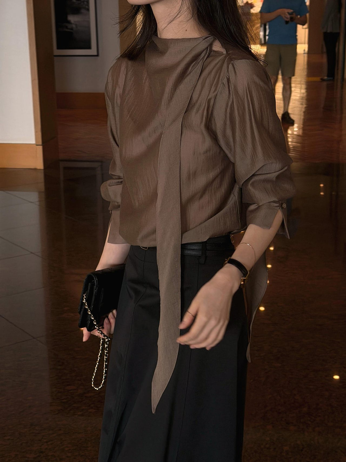Poise Tie Mock Neck Blouse