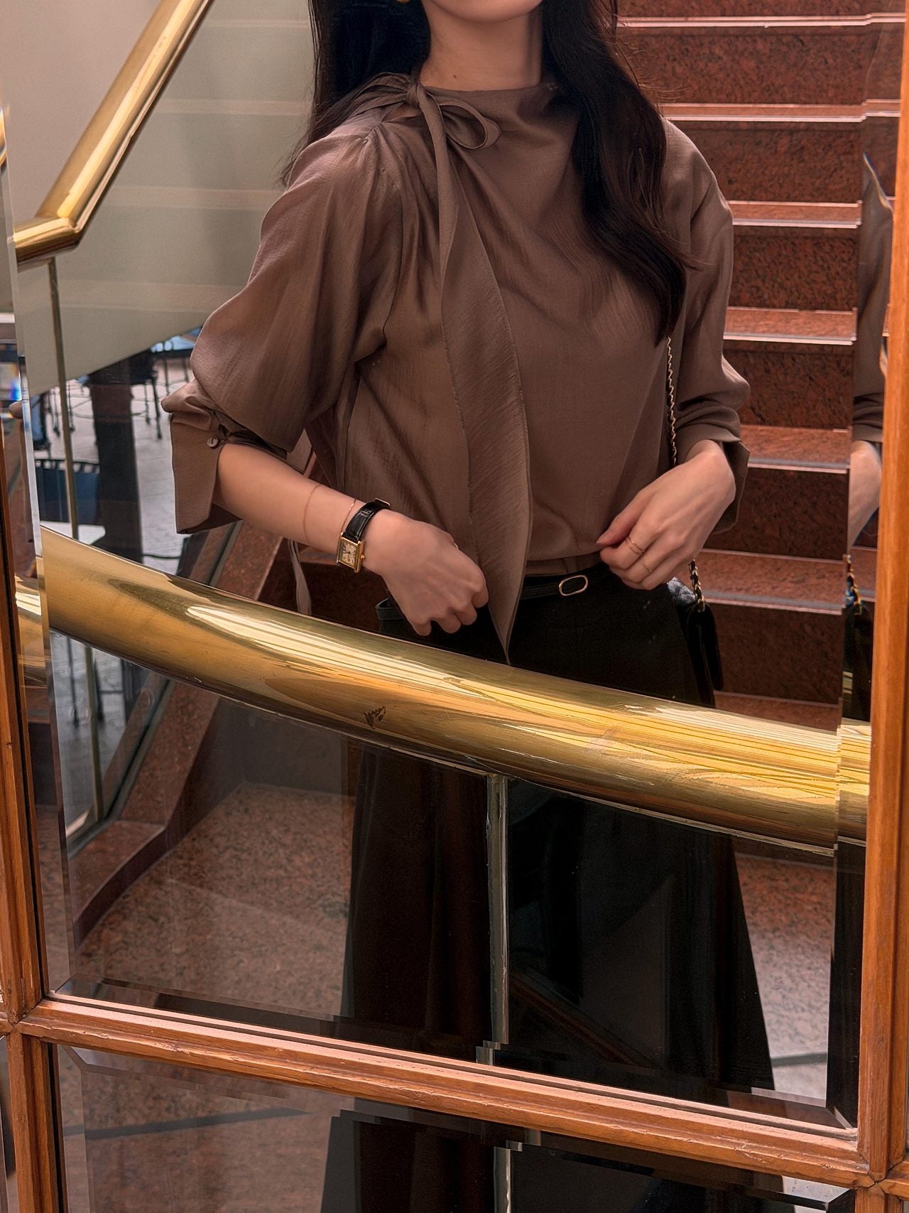 Poise Tie Mock Neck Blouse