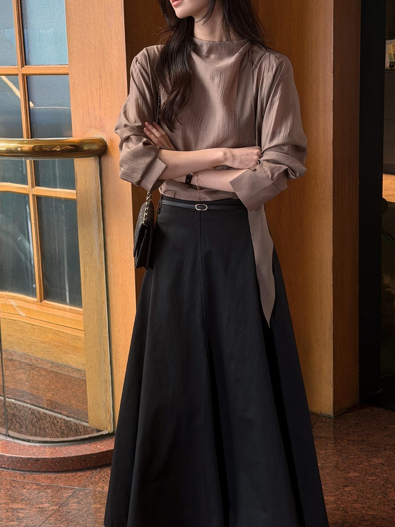 Poise Tie Mock Neck Blouse